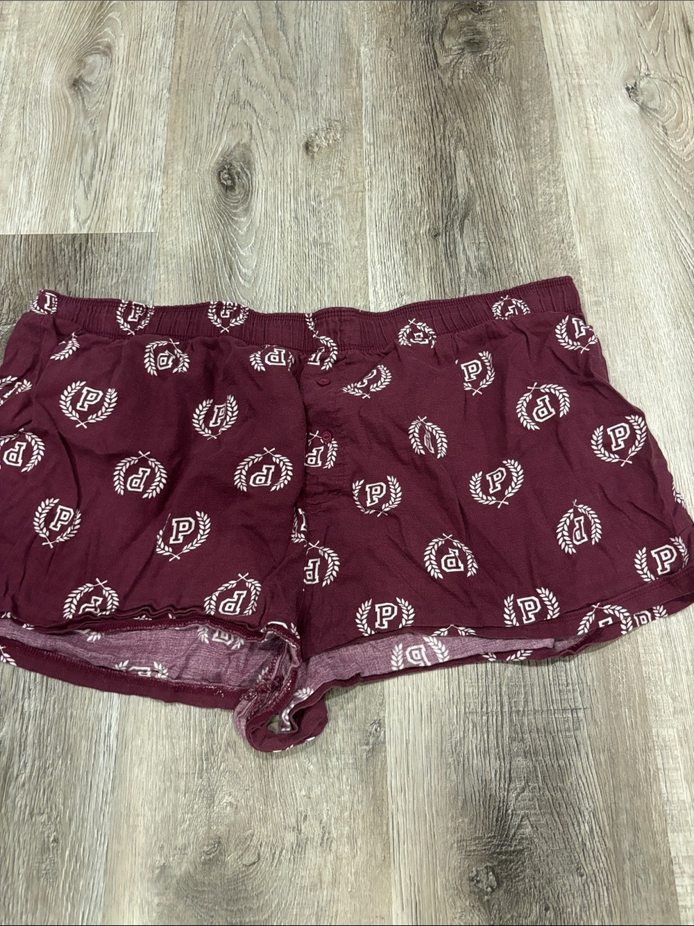 PINK Victoria's Secret Maroon Logo Print Lounge Shorts